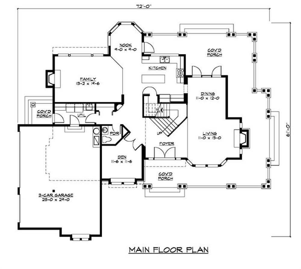 Floor Plan First Story of Craftsman Plan #115-1440